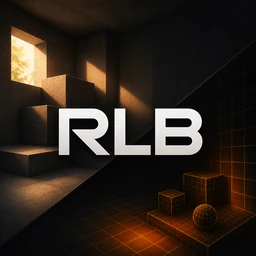 Runtime Lightmap Baker app icon: a dark room split between warm baked sunlight and an orange wireframe grid.